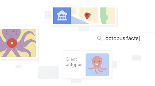 Un collage di risultati di ricerca per la query "curiosità sui polpi"