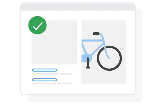 Search result with image of bicycle and green tick indicating good usability