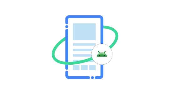 An icon of a mobile phone and the Android logo.