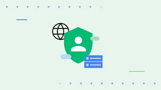 A user icon embeded inside a shield with the globe behind it and a rack below