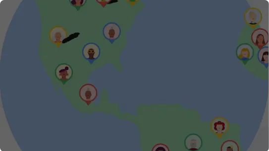 Illustrazzjoni tad-dinja b'pinnijiet f'kull kontinent b'avatars differenti.