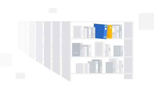 Libros coloridos que se destacan entre hileras de estantes de biblioteca grises